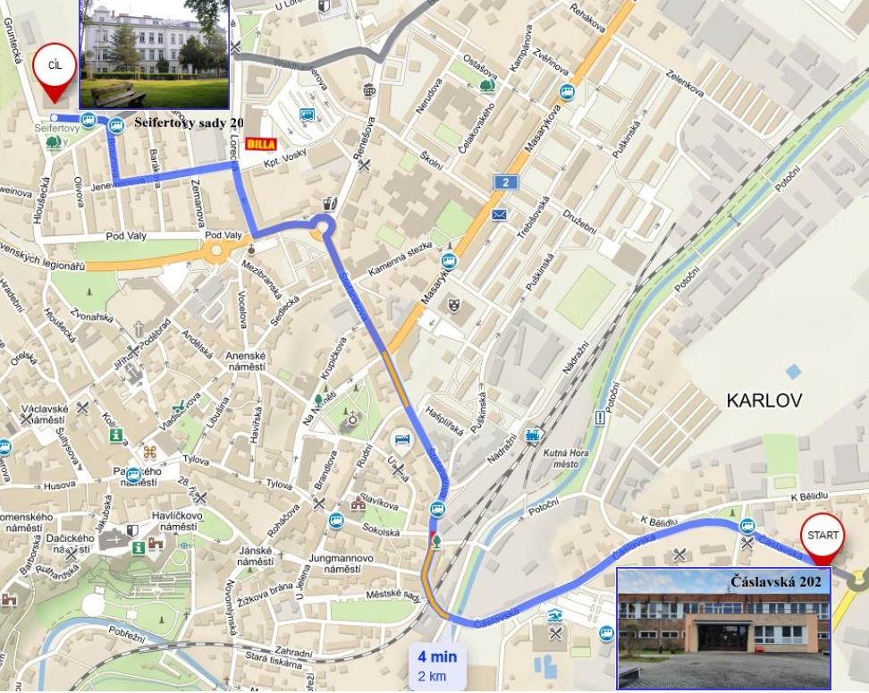 Mapa ČÁslavskÁ Sady 21 | SOS a SOU KH