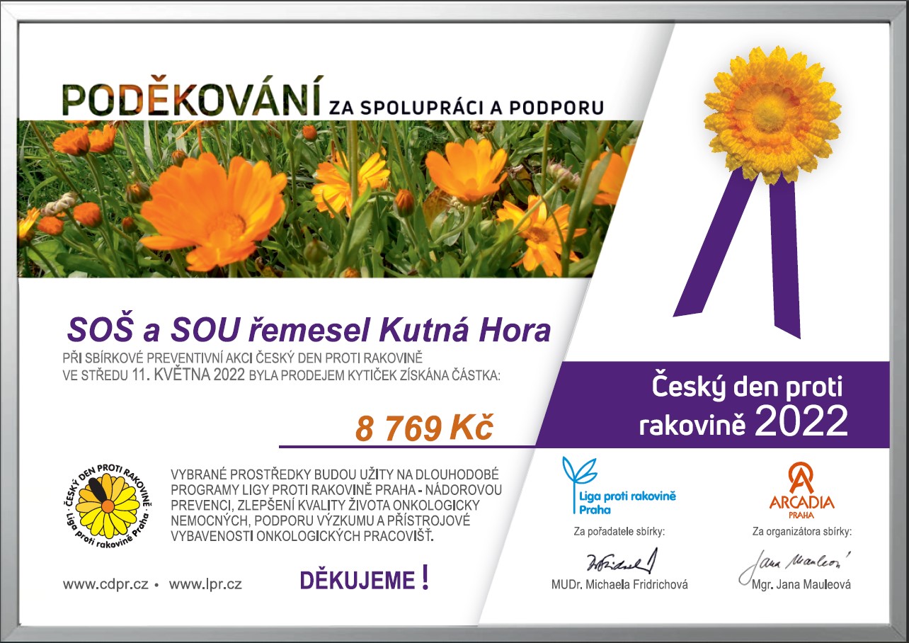 Poděkování Cdpr | SOS a SOU KH